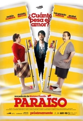 Portada de una película en donde están una pareja un hombre y una mujer obesos