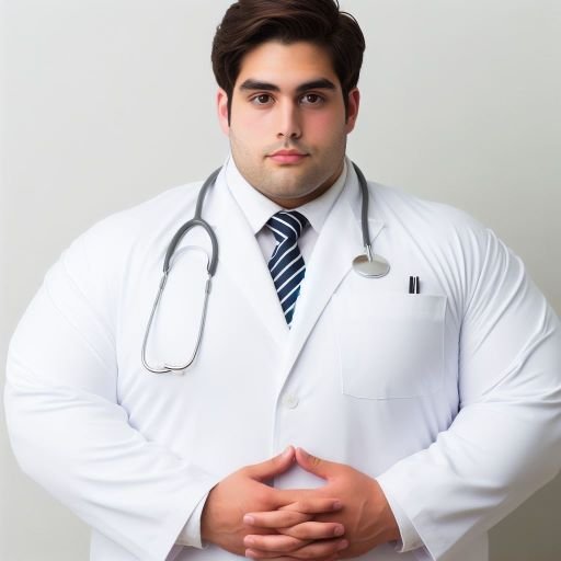 Hombre de profesión medico con obesidad