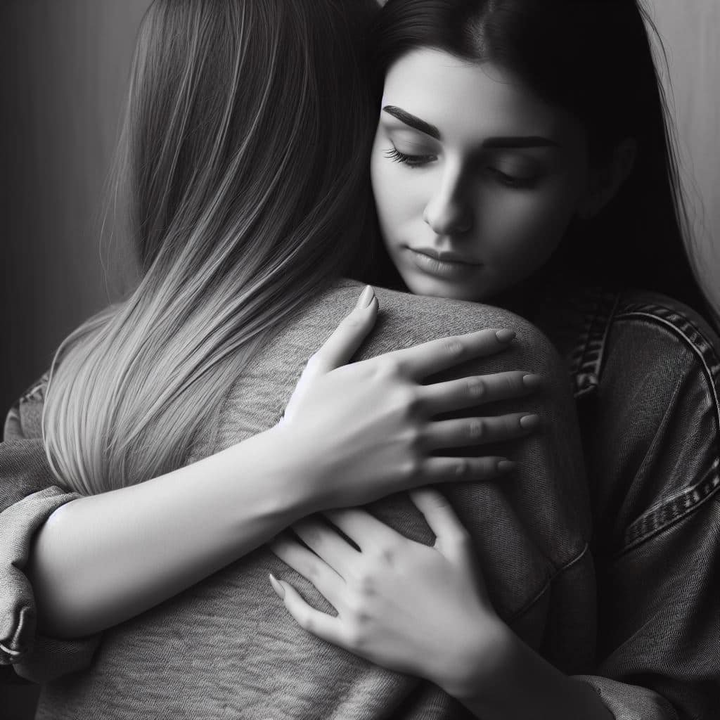 una mujer consolando a otra
