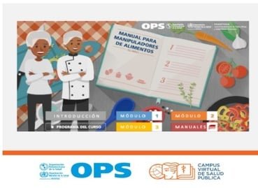 caratula del curso online de la OPS de Manipuladores de alimentos