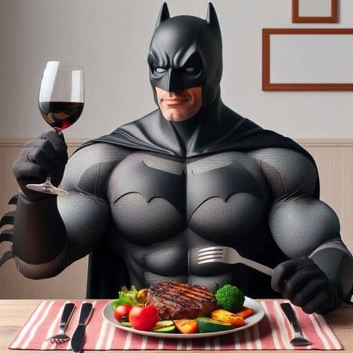 Batman comiendo vegetales