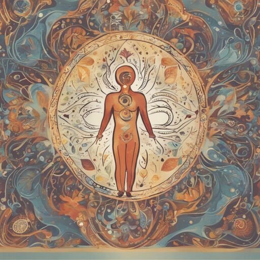 cuerpo humano con niveles cósmicos alredeor