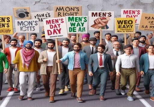 hombres marchando por sus derechos