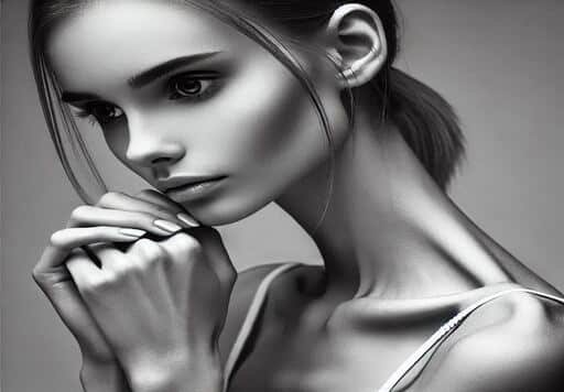 imagen de una mujer con anorexia en blanco y negro