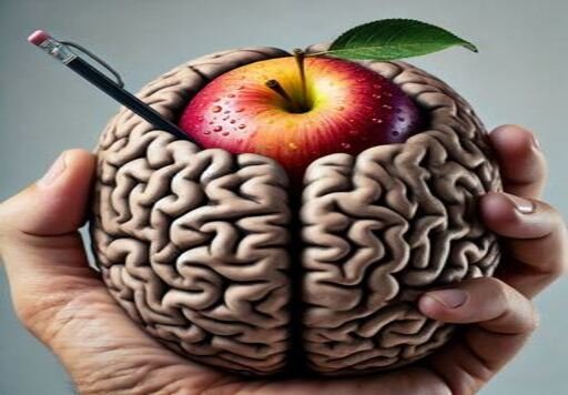 Un cerebro con una manzana adentro