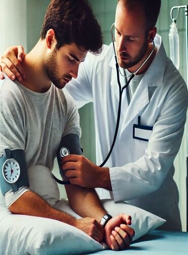 Un médico revisando a su paciente