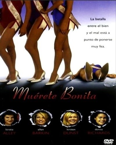 caratula de l a película "Muérete bonita" en la que se ve las piernas de 3 mujeres y al final los pies de una mujer desmayada.