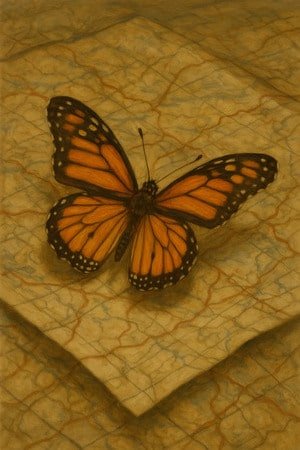 mariposa sobre un mapa