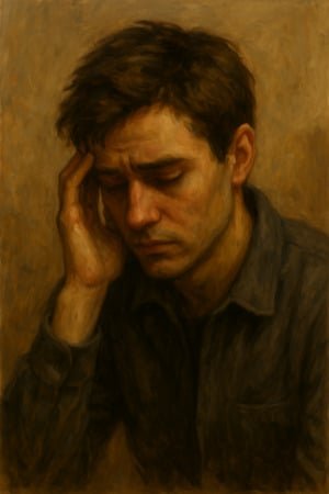 Hombre pensativo con sentimiento de tristeza y frustración